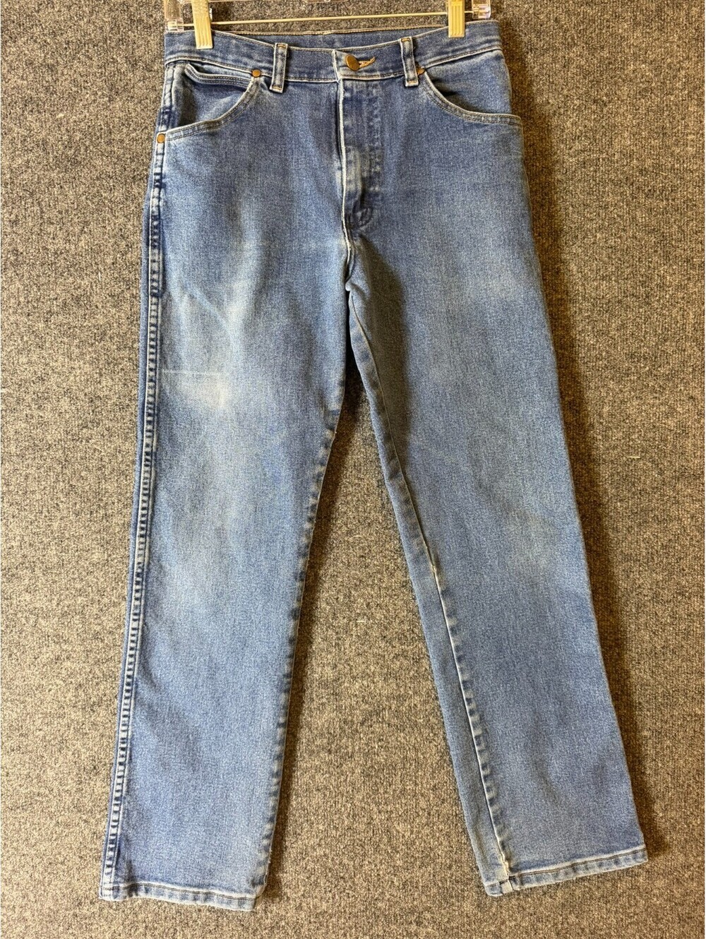 Wrangler Boys Size 18 Slim Blue Denim Jeans Cowboy Cut High Rise Stretch Western